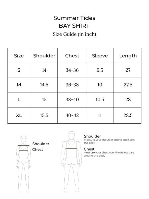 Size chart for Bay Shirt (Sage) - NL