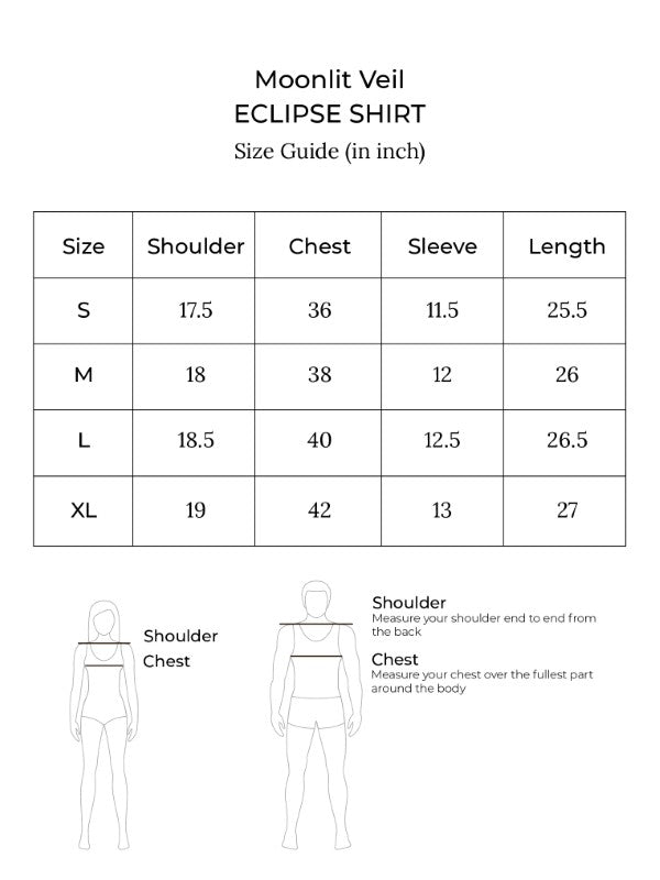 Size chart for Eclipse Shirt