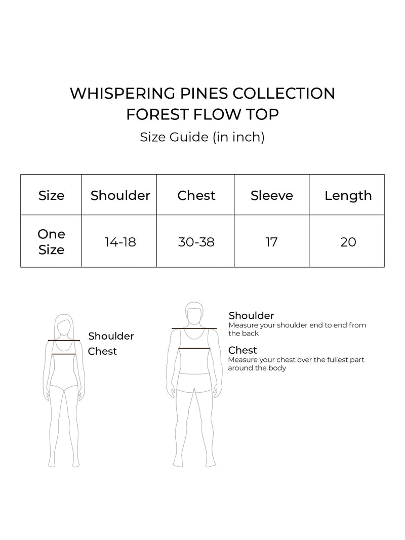 Size chart for Forest Flow Top (Woodland Pine)