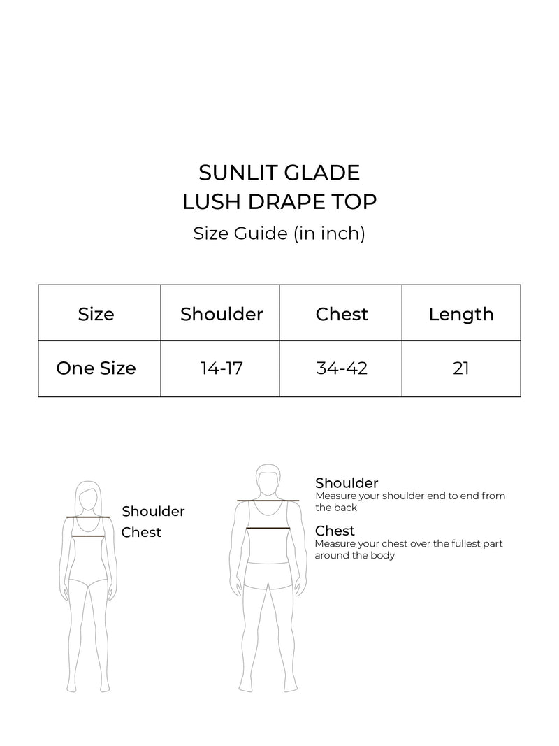Size chart for Lush Drape Top (Bark)