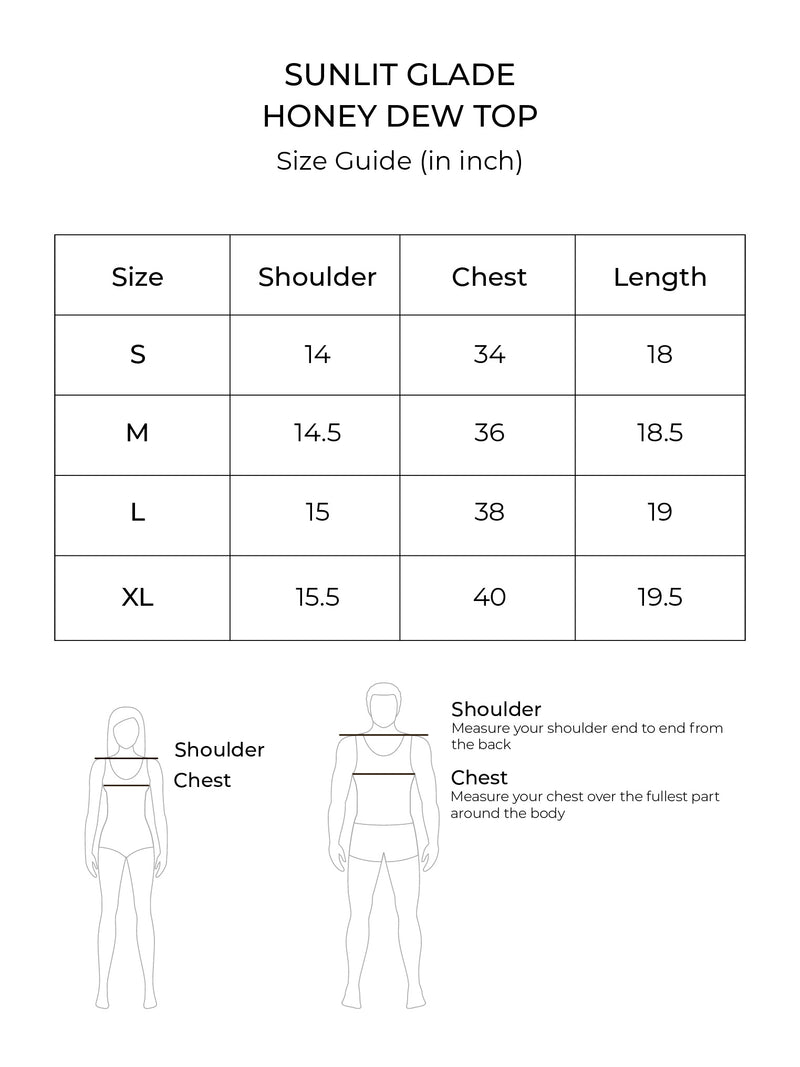 Size chart for Honey Dew Top (Shadow)