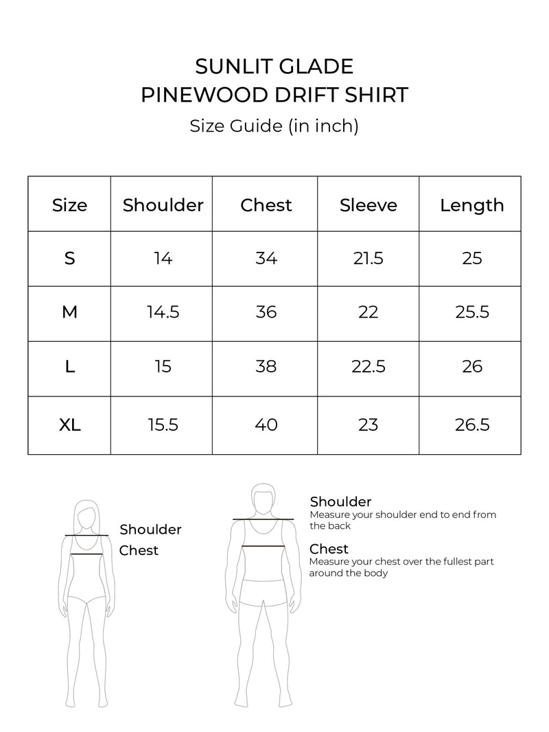 Size chart for Pinewood Drift Shirt (Shadow)