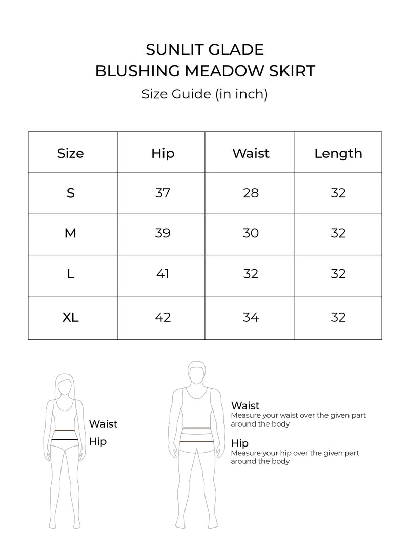 Size chart for Blushing Meadow Skirt (Shadow)