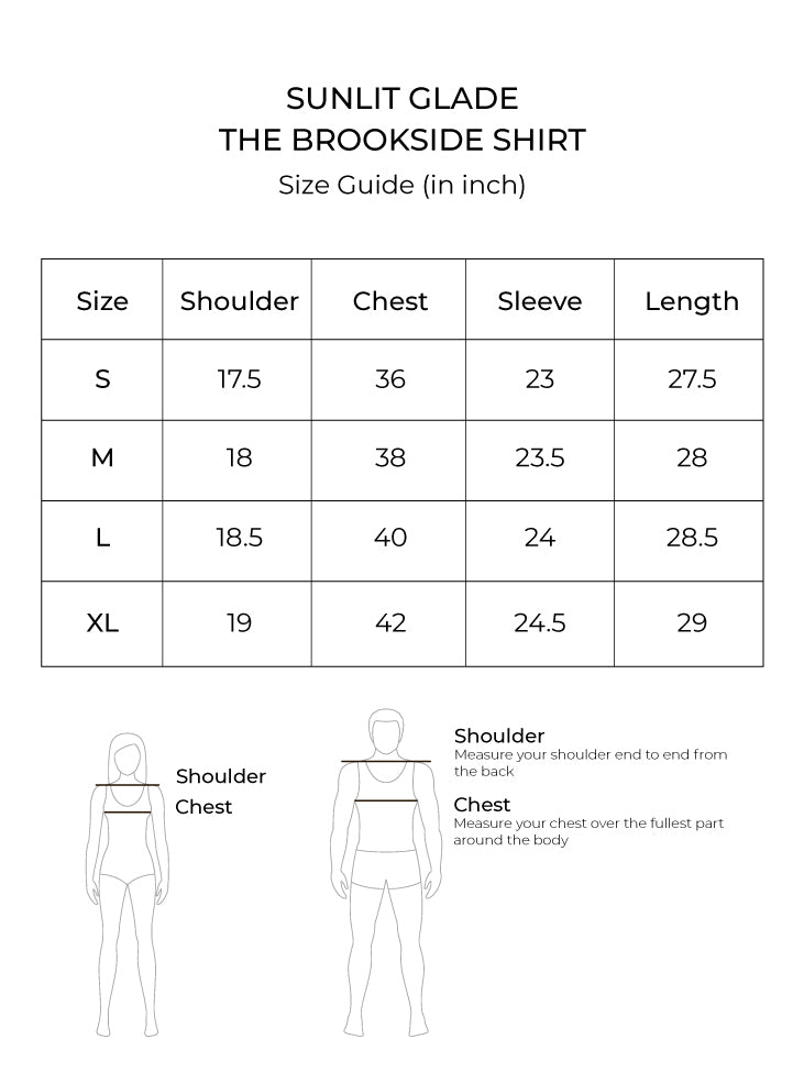 Size chart for The Brookside Shirt (Sundance)