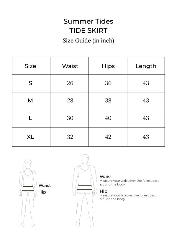 Size chart for Tide Skirt