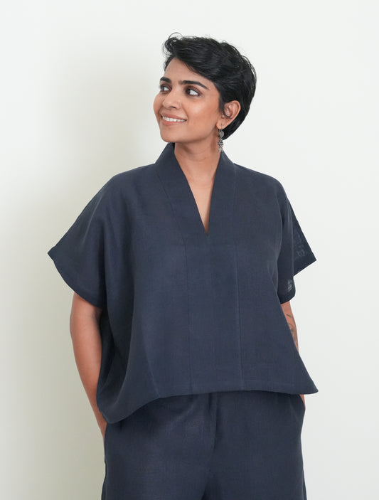 Lush Drape Top (Magpie Blue)