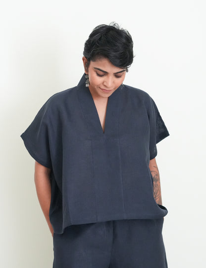 Lush Drape Top (Magpie Blue)