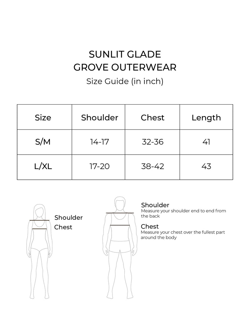 Size chart for Grove Outerwear (Shadow)